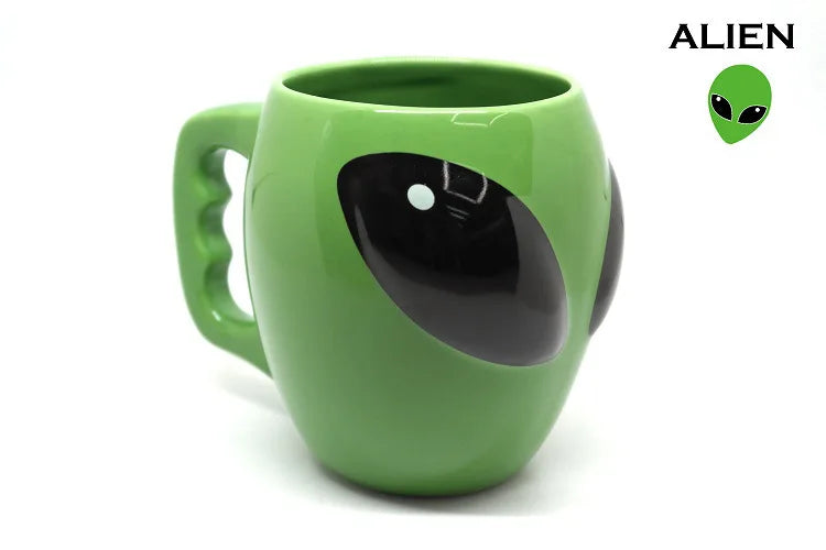 Cartoon Creative Green Alien Ceramic Cups Interesting Fashion Coffee Cup Birthday Gift Water Cup Wholesale Turkish Coffee Cups