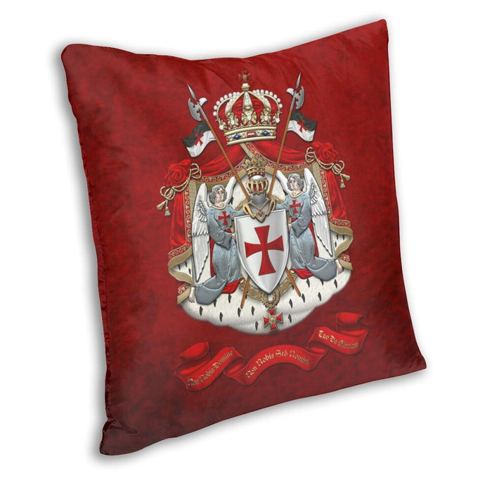 Knights Templar Flag With Coat Of Arms Cushion Covers Sofa Living Room Medieval Warrior Cross Square Pillow Cover 40x40cm