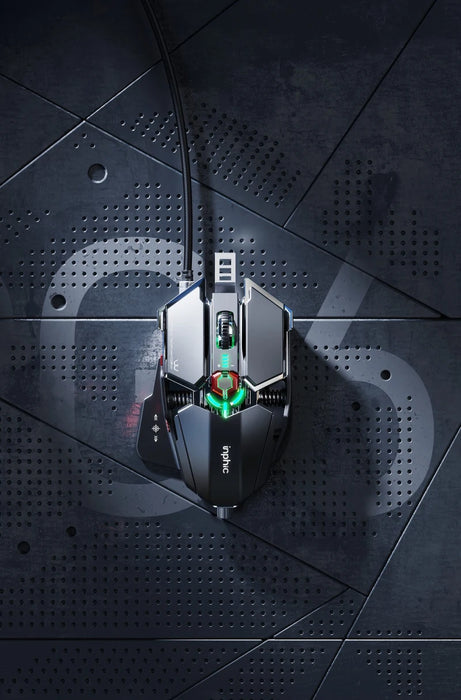 Inphic PG6 Wired Gaming Mouse Metal Mechanical Silver RGB light Professional Esports Game Mouse 7200dpi