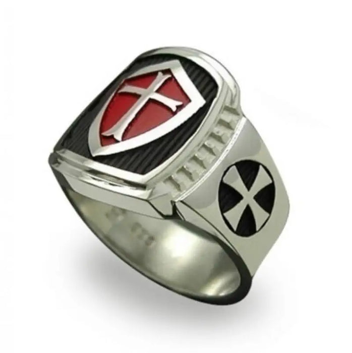 Fashion High Quality Red Armor Shield Knight Templar Crusader Ring for Men Jewelry Gift