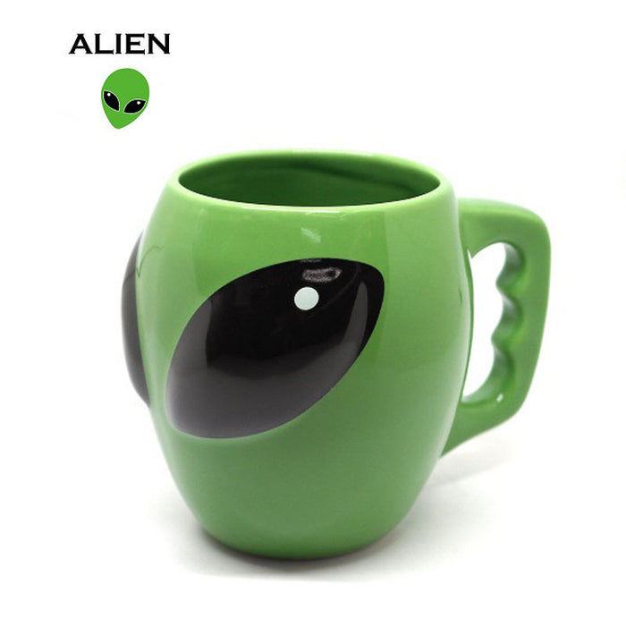 Cartoon Creative Green Alien Ceramic Cups Interesting Fashion Coffee Cup Birthday Gift Water Cup Wholesale Turkish Coffee Cups