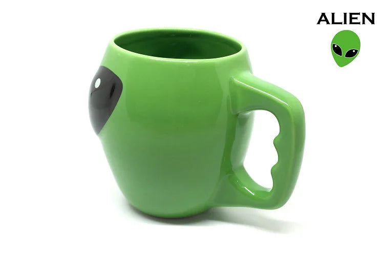 Cartoon Creative Green Alien Ceramic Cups Interesting Fashion Coffee Cup Birthday Gift Water Cup Wholesale Turkish Coffee Cups