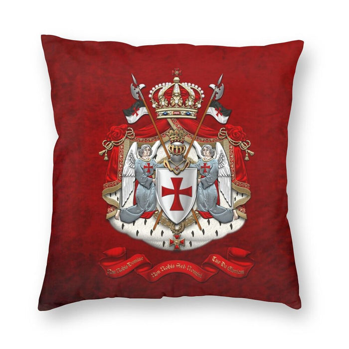 Knights Templar Flag With Coat Of Arms Cushion Covers Sofa Living Room Medieval Warrior Cross Square Pillow Cover 40x40cm