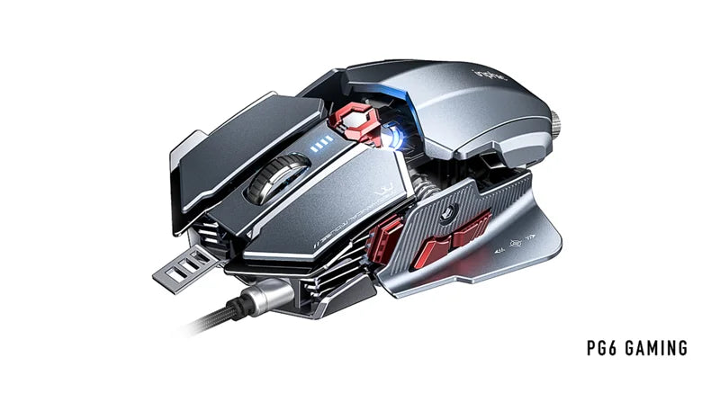 Inphic PG6 Wired Gaming Mouse Metal Mechanical Silver RGB light Professional Esports Game Mouse 7200dpi