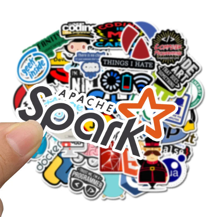 50 PCS Programming Language Stickers Internet Html Software Waterproof Sticker for Geek Hacker Developer to DIY Laptop Phone Car