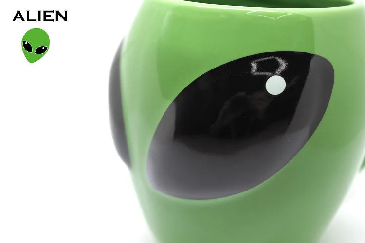 Cartoon Creative Green Alien Ceramic Cups Interesting Fashion Coffee Cup Birthday Gift Water Cup Wholesale Turkish Coffee Cups