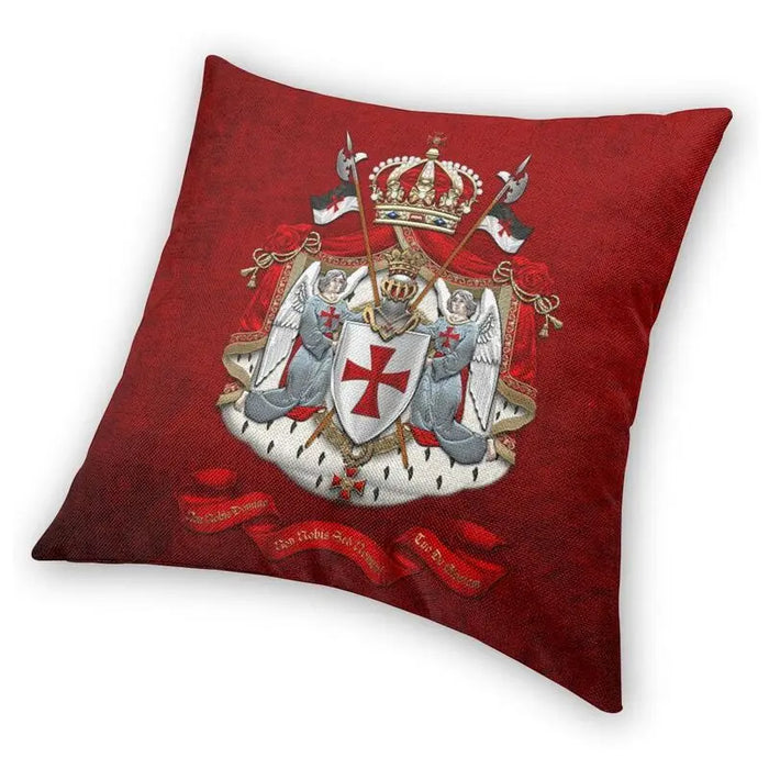 Knights Templar Flag With Coat Of Arms Cushion Covers Sofa Living Room Medieval Warrior Cross Square Pillow Cover 40x40cm