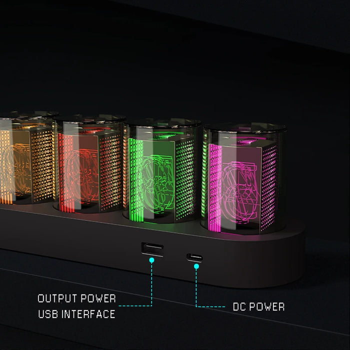 Digital Nixie Tube Clock with RGB LED Glows for Gaming Desktop Decoration. Luxury Box Packing for Gift Idea.