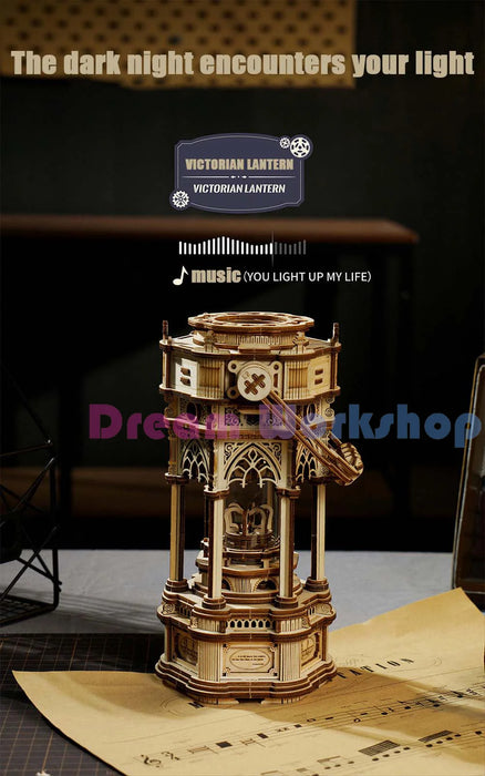 DIY Assemble Music Box 3D Wood Puzzle Assemble Model Construction Kit for Kids Birthday Gift Music Box Handmade Puzzle