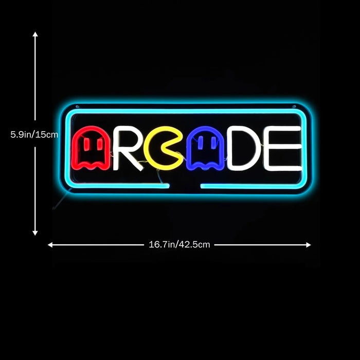 Arcade Neon Signs for Wall Decor USB LED Light Sign for Game Room Man Cave Bedroom Kid Room Neon Light Gift for Gamer and Teen