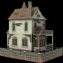 3D Solid Paper Haunted House Model