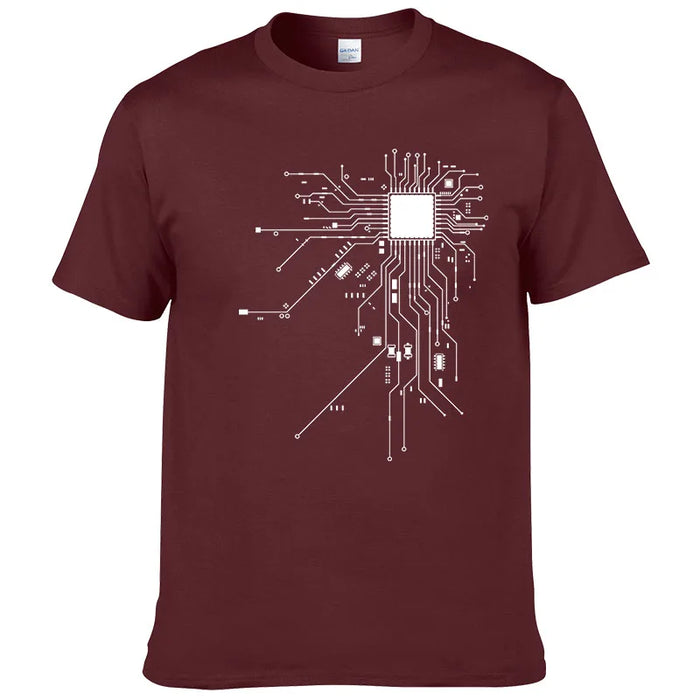 CPU Processor Circuit Diagram T Shirt 2023 Men Summer Cotton T-shirt Men's Funny Tops Fashion Brand Tees