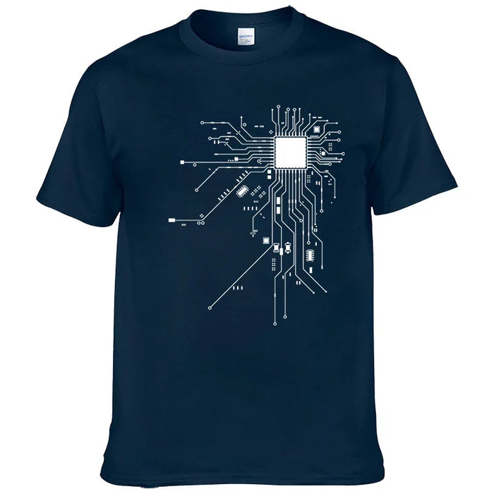 CPU Processor Circuit Diagram T Shirt 2023 Men Summer Cotton T-shirt Men's Funny Tops Fashion Brand Tees