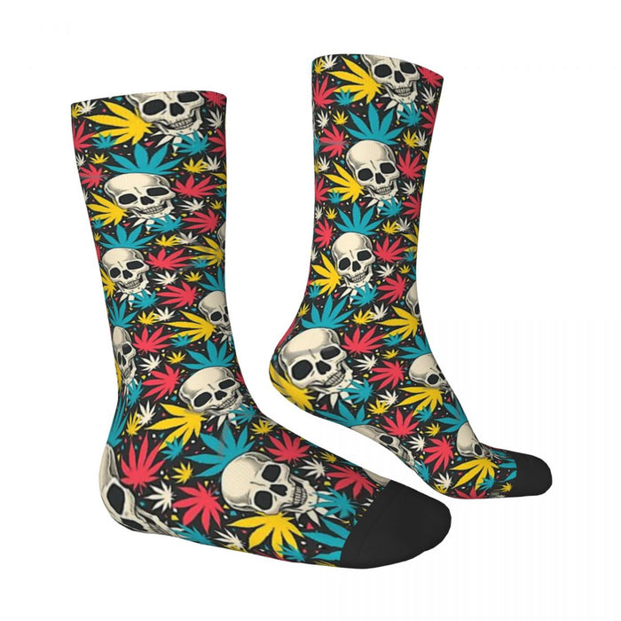 Skull cannabis leaf pattern Socks