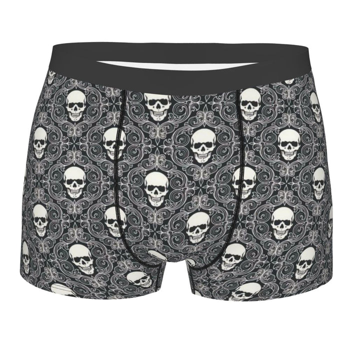 Custom Sexy Gothic Skeleton Death Skull Boxers Shorts Panties Men's Underpants Breathbale Briefs Underwear