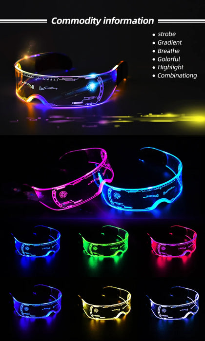 Cool Led Glasses Luminous Sunglasses Cyberpunk  flash Party Glasses Rave Neon Mask Toys Vocal Concert Decorative Glasses  DJ