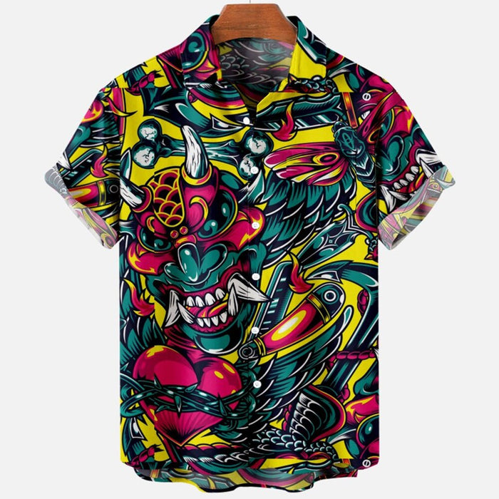 Devil Horror Print Hawaiian Shirts