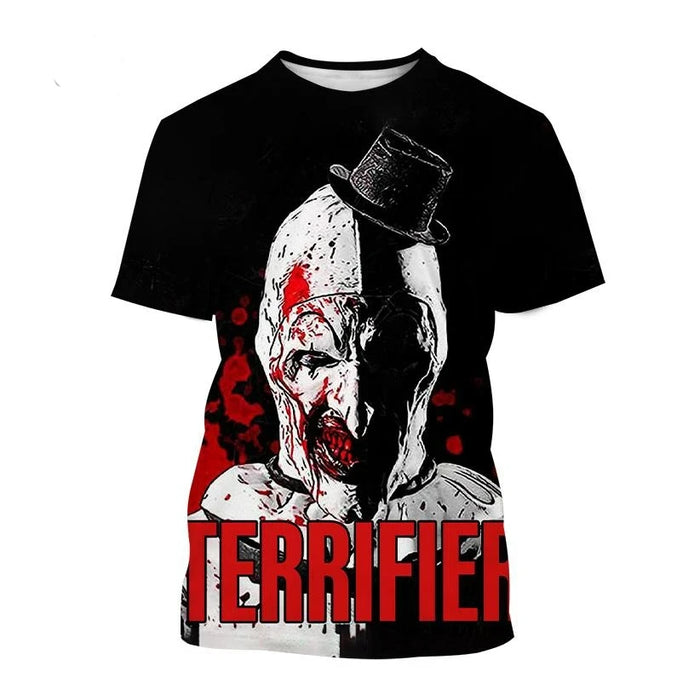 Hot New Terrifier Printed 3D T-shirt Fashion Horror Movie Round Neck Y2k Top Summer New Men Women Scary Pattern Short Sleeve Tee