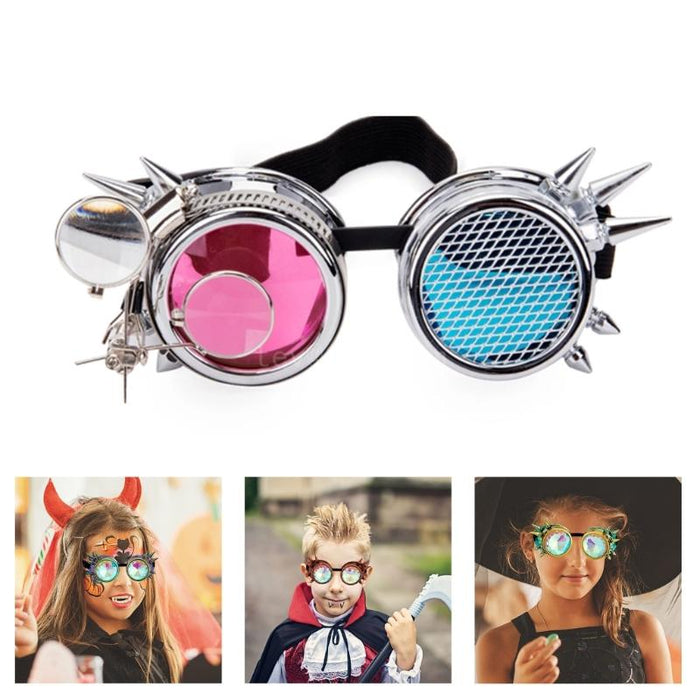 Steampunk Victorian Style Goggles, Colored Lenses & Ocular Loupe Gothic Punk Sunglasses Cosplay Eyewear