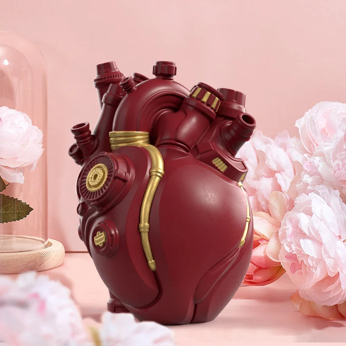 Home Decor Mechanical Heart Cardiac  Vase Home Desktop Decoration Crafts Resin Home Flower Arrangement Decoration Ornaments