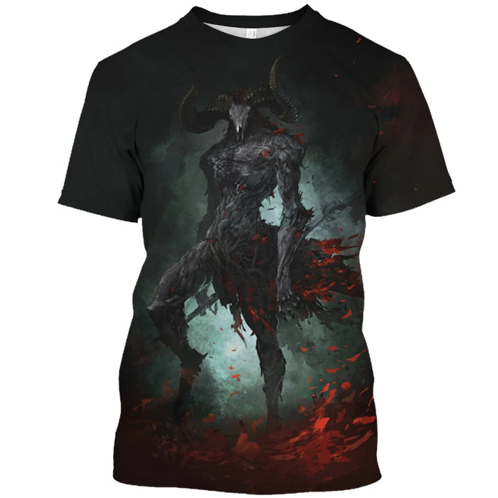 Demon Wendigo 3D Print Men's T Shirt Tops Harajuku Style Streetwear Daily Basic Short Sleeve Tees Summer Oversized Men Clothing