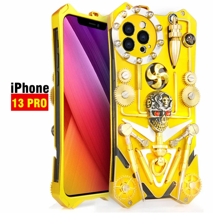 Mechanical Gear Skeleton Phone Case for IPhone 15 14 13 12 ProMax Phone Case Metal Aluminum Alloy Thickened Anti Drop Protective