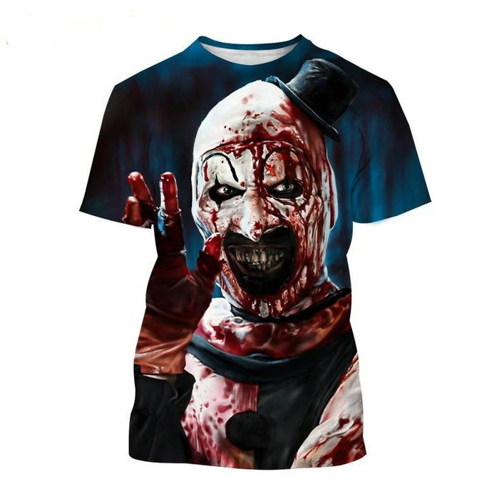 Hot New Terrifier Printed 3D T-shirt Fashion Horror Movie Round Neck Y2k Top Summer New Men Women Scary Pattern Short Sleeve Tee