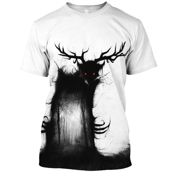 Demon Wendigo 3D Print Men's T Shirt Tops Harajuku Style Streetwear Daily Basic Short Sleeve Tees Summer Oversized Men Clothing