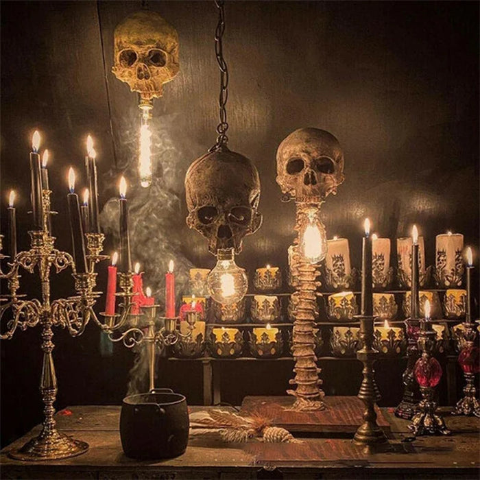 Halloween Skull Skeleton Lamp Horror 3D Statue New Table Light Creative Party Ornament Prop Home Bedroom Decoration Scary Props