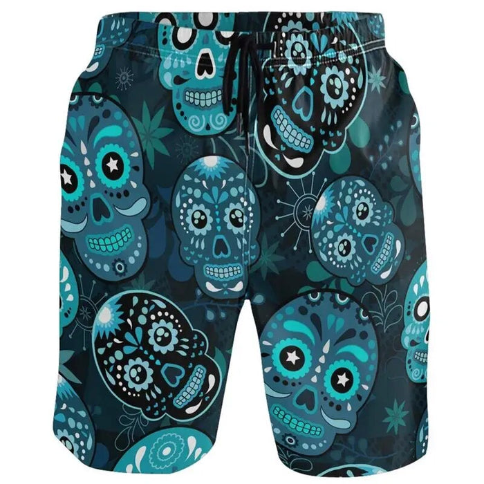 Horror Skull Graphic Shorts Pants