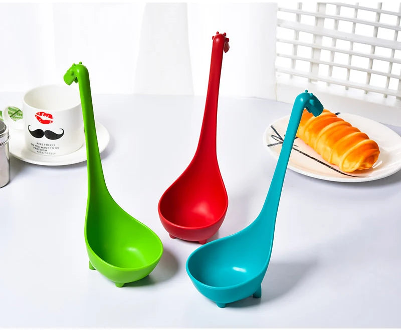 FHEAL Cute Giraffe Soup Spoon With Long Handle Food-grade PP Tableware Spoon Cooking Utensils Kitchen Gadgets