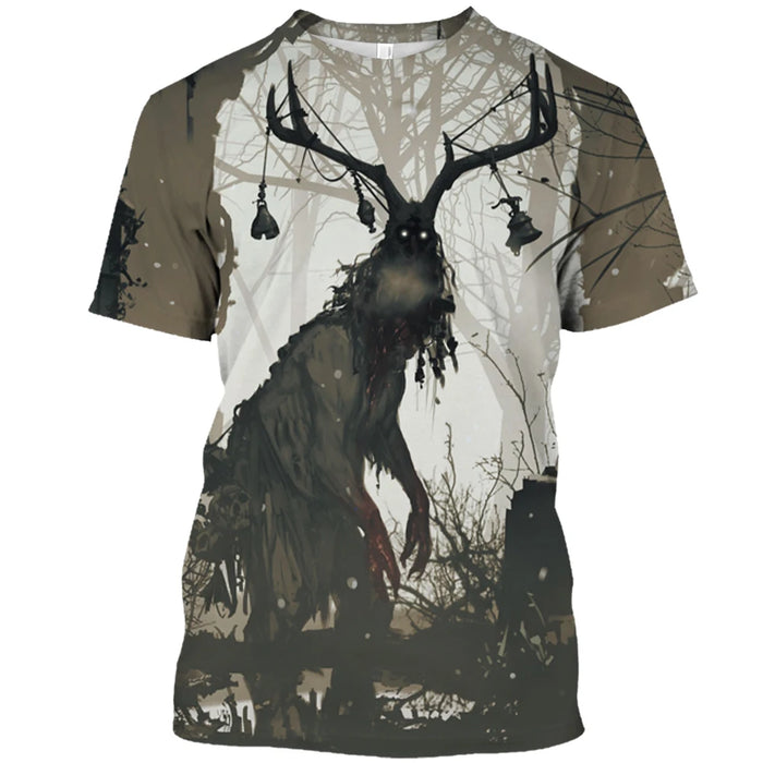 Demon Wendigo 3D Print Men's T Shirt Tops Harajuku Style Streetwear Daily Basic Short Sleeve Tees Summer Oversized Men Clothing