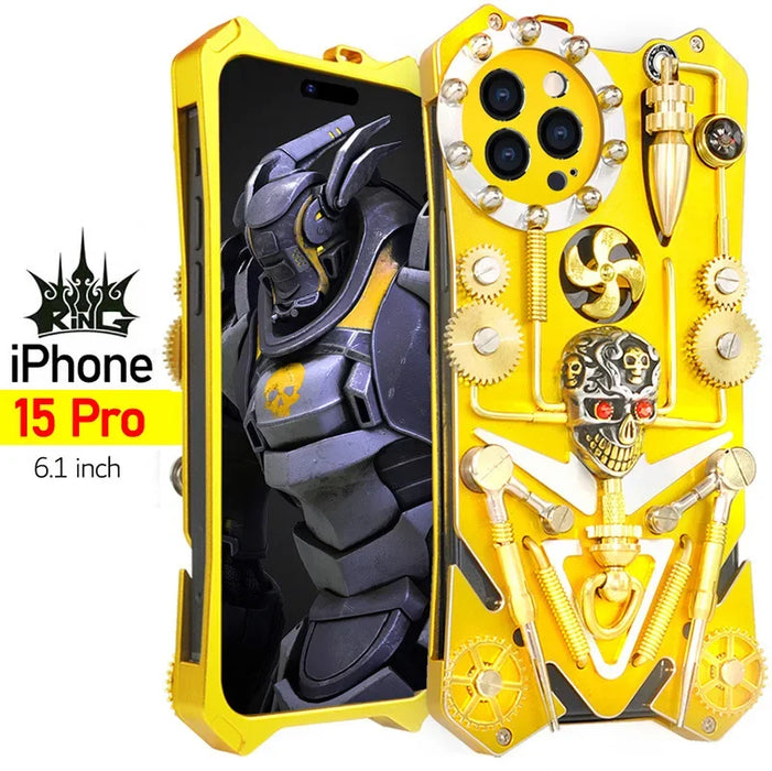 Mechanical Gear Skeleton Phone Case for IPhone 15 14 13 12 ProMax Phone Case Metal Aluminum Alloy Thickened Anti Drop Protective