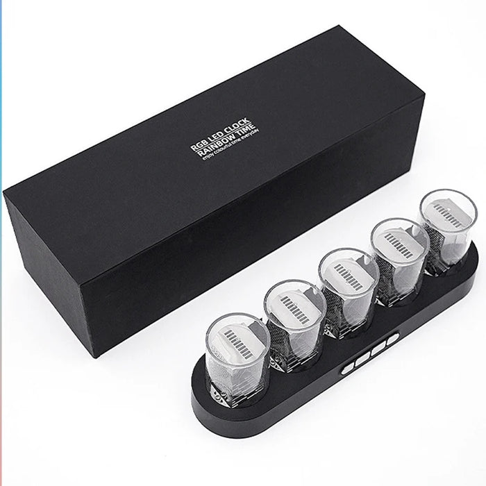 Digital Nixie Tube Clock with RGB LED Glows for Gaming Desktop Decoration. Luxury Box Packing for Gift Idea.