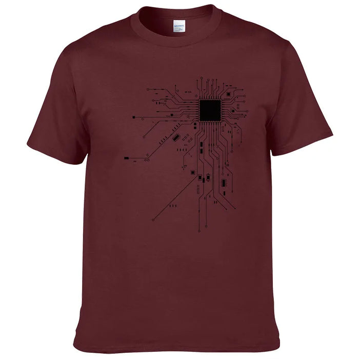 CPU Processor Circuit Diagram T Shirt 2023 Men Summer Cotton T-shirt Men's Funny Tops Fashion Brand Tees