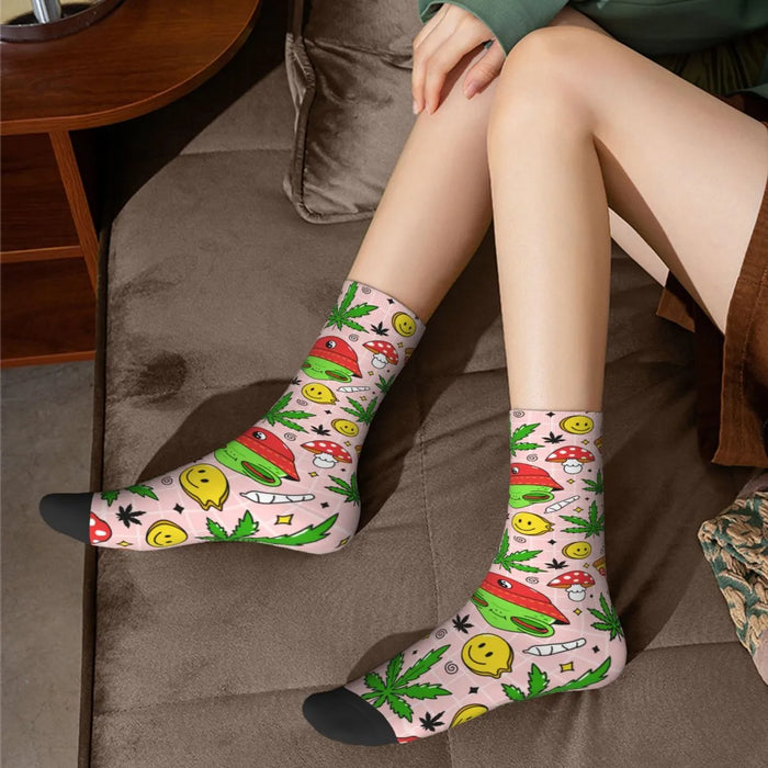 Hippie Alien Weed Marijuana Socks