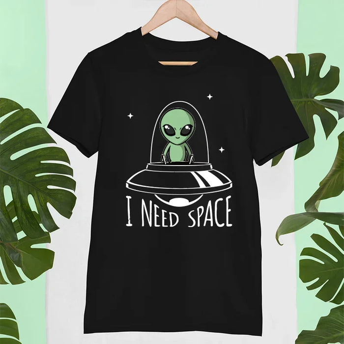 High Quality 100% Cotton T-shirt  I Need Space Alien Tshirt UFO Cartoon Original Design Short Sleeved tee hunter x hunter