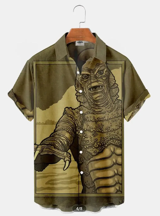 Horror Movie Monster Characters Men's Hawaiian Shirts 2023 Designer Casual Streetwear 3d Men Clothing Party Performance Tops 5XL