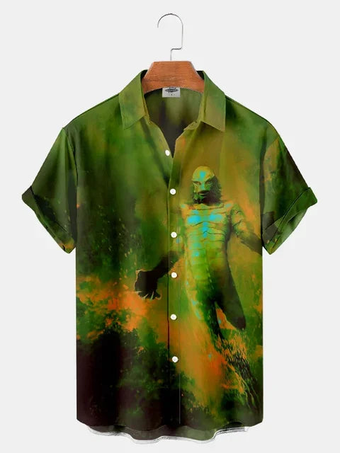 Horror Movie Monster Characters Men's Hawaiian Shirts 2023 Designer Casual Streetwear 3d Men Clothing Party Performance Tops 5XL