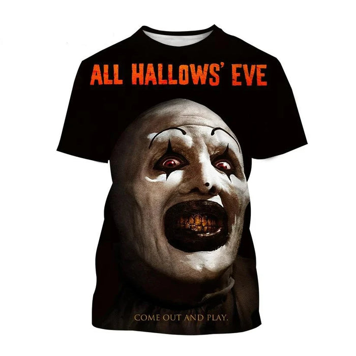 Hot New Terrifier Printed 3D T-shirt Fashion Horror Movie Round Neck Y2k Top Summer New Men Women Scary Pattern Short Sleeve Tee