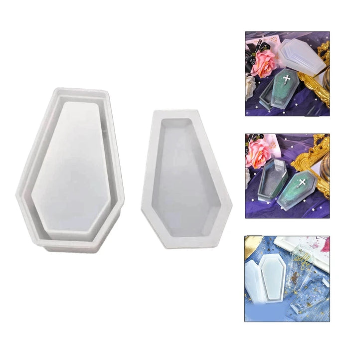 Resin Crystal Epoxy Mold Coffin Trinket Box Silicone Mould Halloween Gothic Container DIY Crafts Making Tools