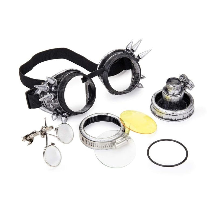 Steampunk Victorian Style Goggles, Colored Lenses & Ocular Loupe Gothic Punk Sunglasses Cosplay Eyewear