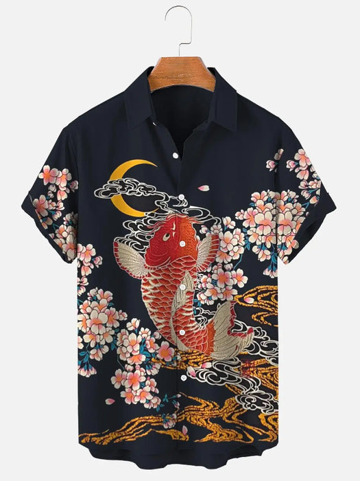 2023 Summer Funny Hawaiian Shirts Men Clothes Street Retro Man Casual Short Sleeve Top Sea Marine Animals 3d Lapel Men's Shirt