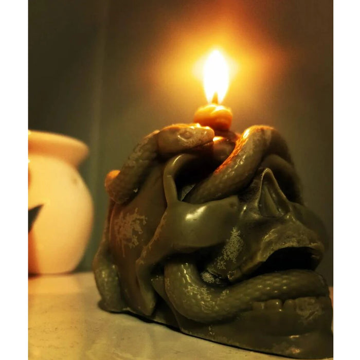 3D Skull Snake Head Candle Silicone Mold DIY Halloween Ornament Epoxy Resin Plaster Craft Casting Molds Home Decoration Tools