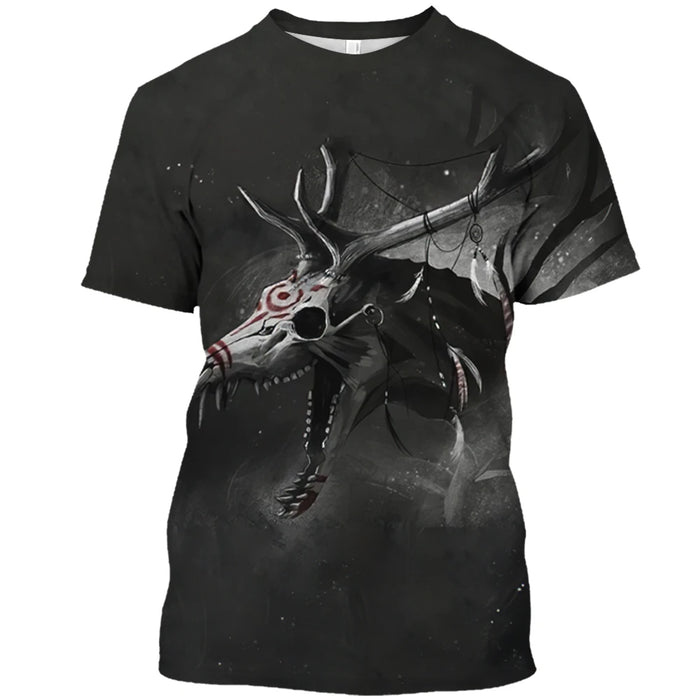 Demon Wendigo 3D Print Men's T Shirt Tops Harajuku Style Streetwear Daily Basic Short Sleeve Tees Summer Oversized Men Clothing