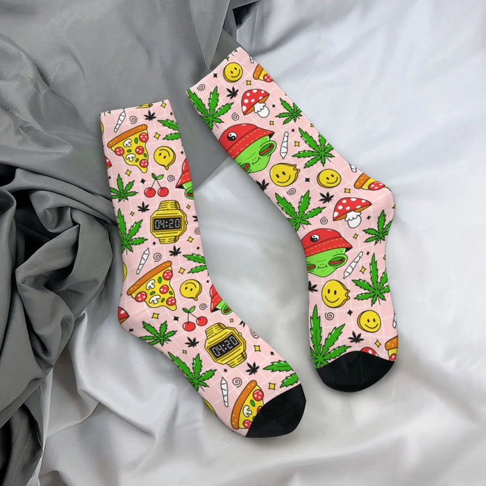 Hippie Alien Weed Marijuana Socks