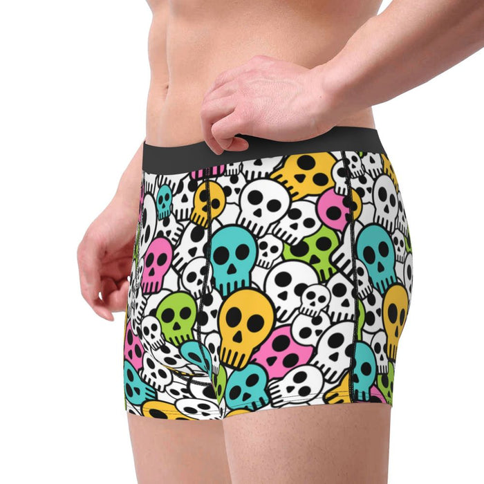 Custom Sexy Gothic Skeleton Death Skull Boxers Shorts Panties Men's Underpants Breathbale Briefs Underwear