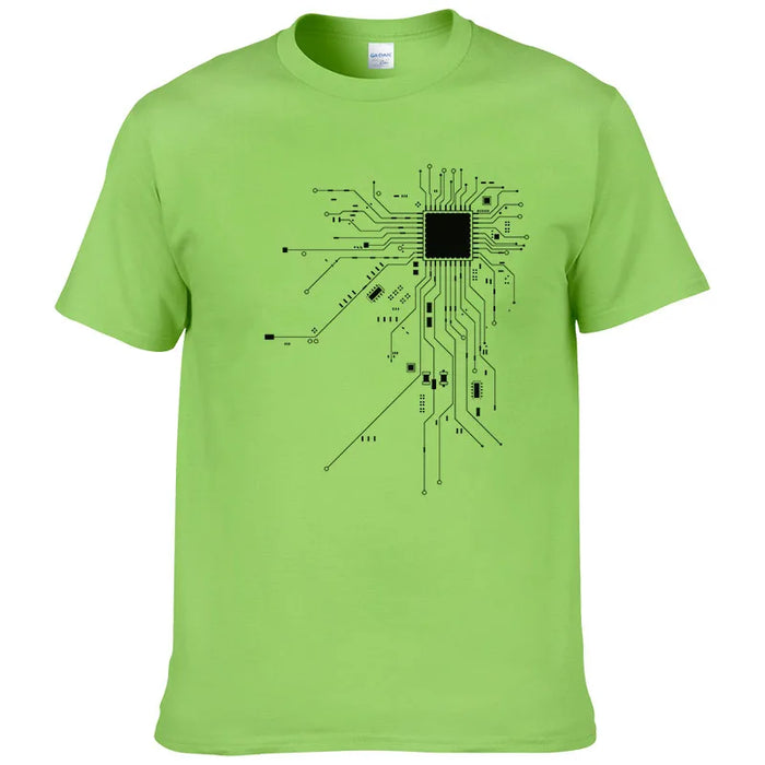 CPU Processor Circuit Diagram T Shirt 2023 Men Summer Cotton T-shirt Men's Funny Tops Fashion Brand Tees