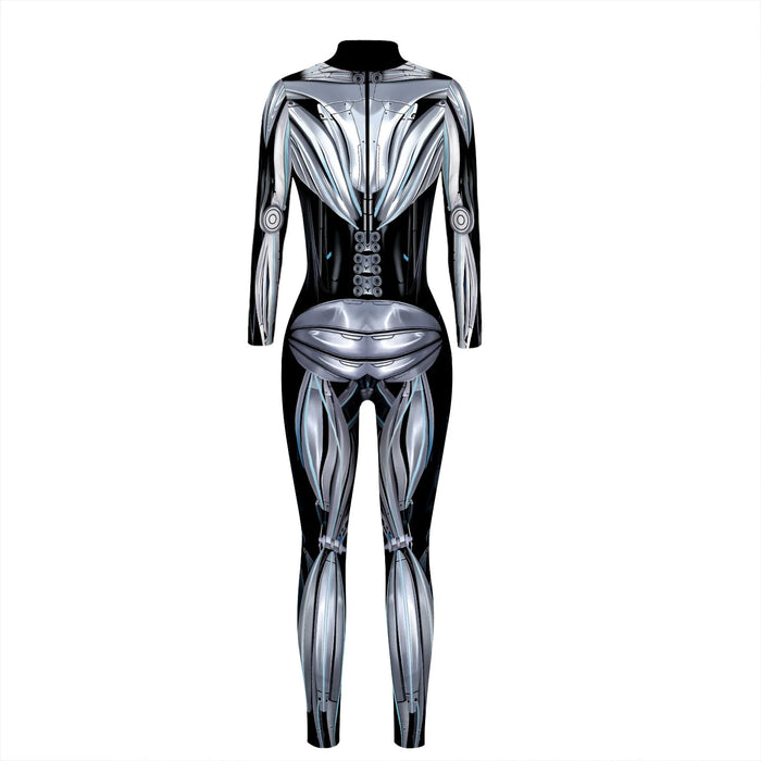 Robot Punk Jumpsuit Catsuit Sexy Women Cosplay Costumes Steampunk Zentai Halloween Bodysuit Party Suit