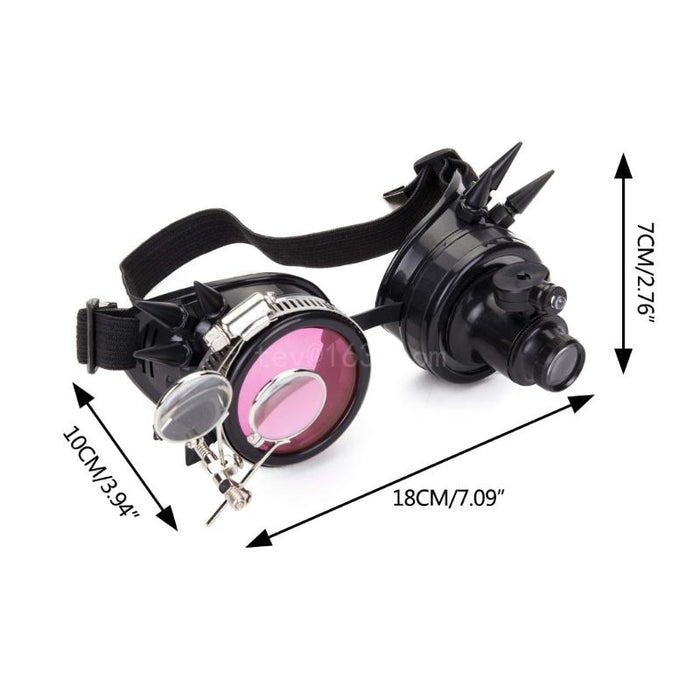 Steampunk Victorian Style Goggles, Colored Lenses & Ocular Loupe Gothic Punk Sunglasses Cosplay Eyewear